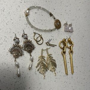 🚨CLEAR OUT🚨  Gold Jewelry Earrings Stud Hoop Dangle Lot - Crystals Pearls